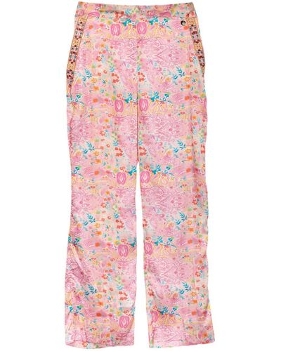 Niza Straight Pants With Cashmere Print - Pink