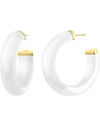 Gold & Honey Small Dove Illusion Hoops - White