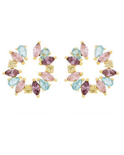 Lavani Jewels Goldplated & Multicoloured Amal Earrings - Metallic
