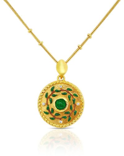 GEM BAZAAR Emerald Birthstone Mythology Pendant - Metallic