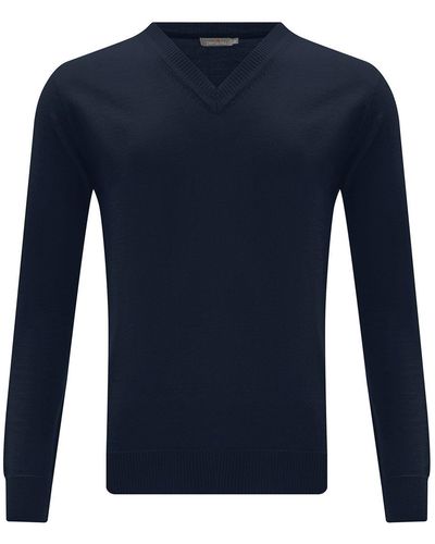 Peraluna V Neck Basic Knitwear Pullover - Blue