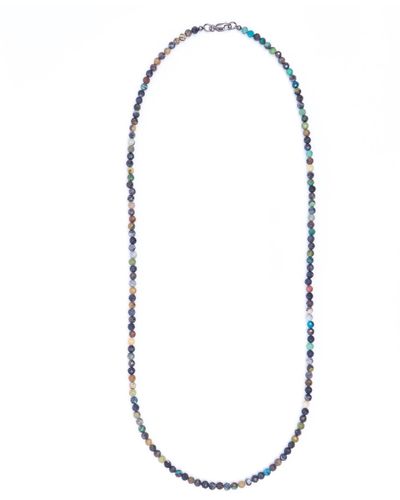 Shar Oke Neutrals Chrysocolla Gemstone Beaded Necklace - Metallic