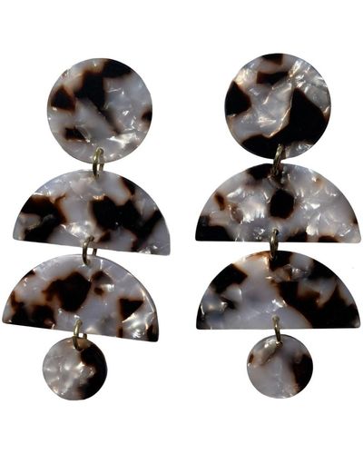 CLOSET REHAB Double Half Moon Drop Earrings In Pearly Tortoise - Black