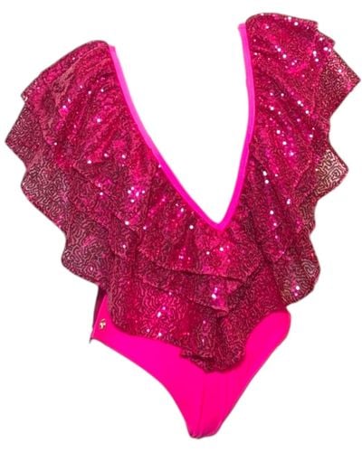 Julia Clancey Victory Raspberry Sequin Swim Suit - Pink
