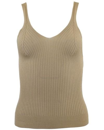 Theo the Label Neutrals Eos Ribbed V-tank - Natural