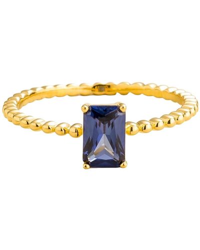 Juvetti Buchon Gold Ring Set With Blue Sapphire - Yellow