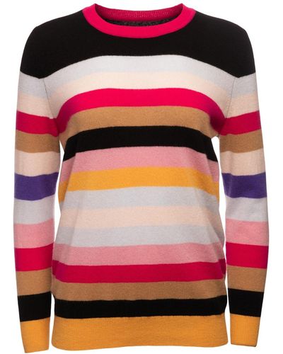 Loop Cashmere Relaxed Cashmere Crew Neck Sweater In Stripe - Pink