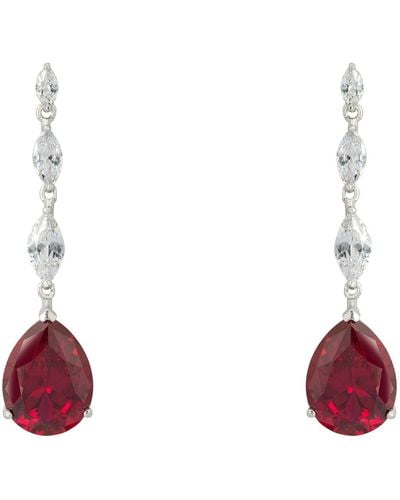 LÁTELITA London Zara Teardrop Ruby Gemstone Earrings Silver - Red