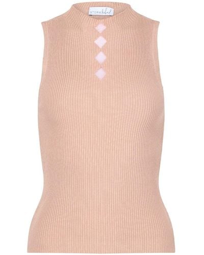 Storm Label Neutrals Camel Knitted Tank - Pink