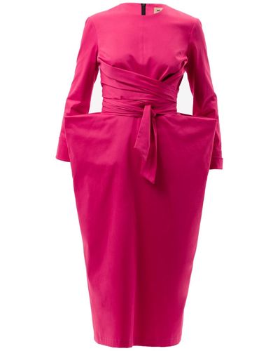 Julia Allert Pink Designer Midi Dress With Belt