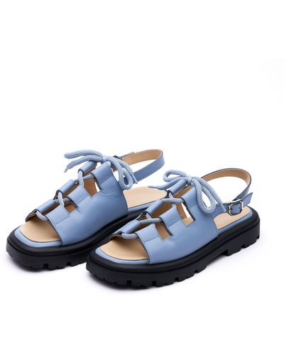 Mas Laus "artemisia Lace Up Sandals With Buckle - Blue