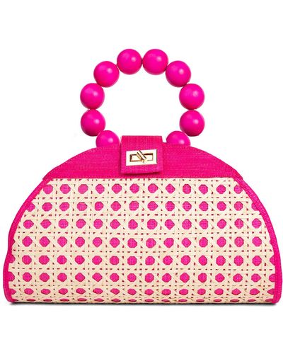Soli & Sun The Isabella Pink Rattan Woven Handbag