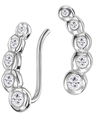 Dower & Hall White Sapphire Dewdrop Ear Climbers In Sterling