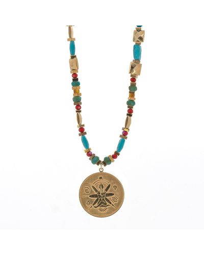 Ebru Jewelry See The Good Yoga Beaded Necklace - Metallic