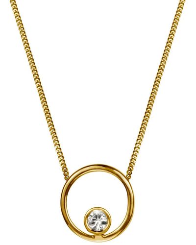 Lee Renee Halo Necklace White Sapphire & Gold Vermeil - Metallic