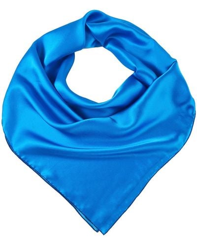 Soft Strokes Silk Pure Silk Scarf Glacier Solid Color Collection Sky Large - Blue