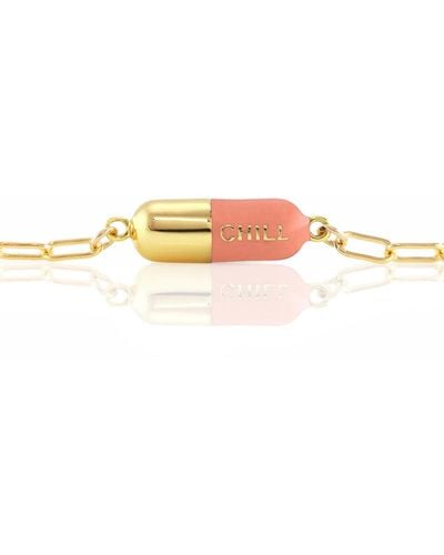 Kris Nations Chill Pill Enamel Bracelet Gold Filled & Pink Sky Enamel