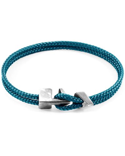 Anchor and Crew Ocean Brixham Silver & Rope Bracelet - Blue