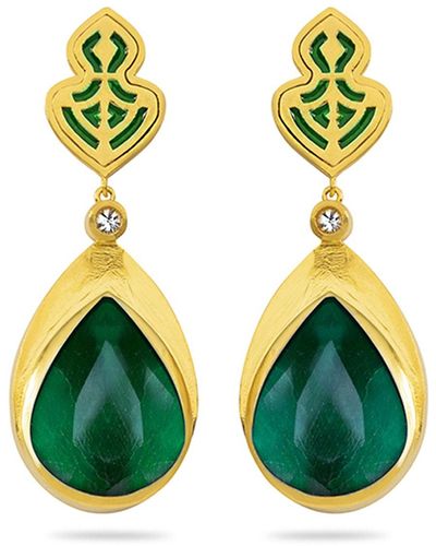 LORA Emerald Gold Earring - Yellow