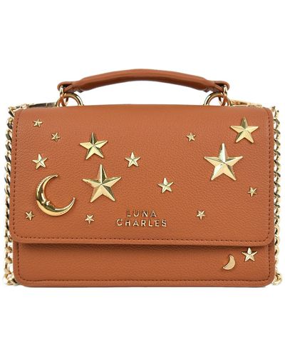 Luna Charles Nova Star Studded Handbag - Brown