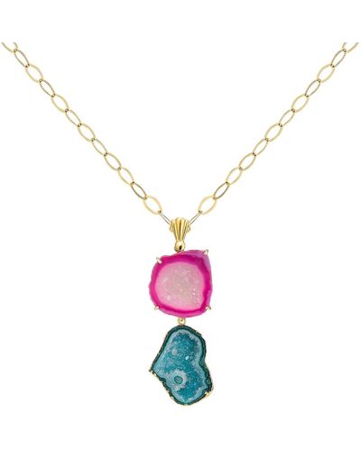 Magpie Rose Pink & Green Rocks In The Sky Necklace - Multicolour