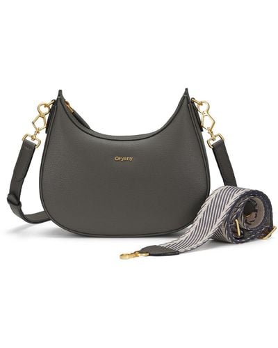 orYANY French Zip Leather Crossbody Bag - Black