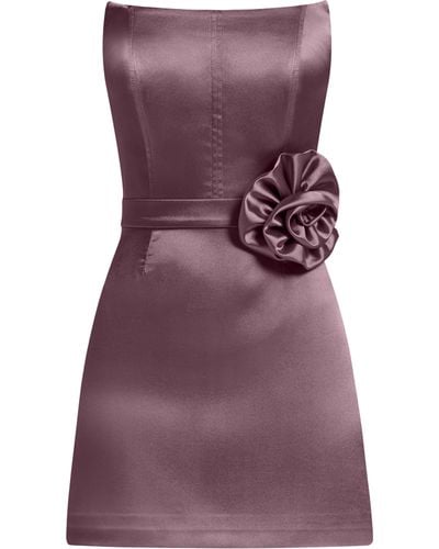 Tia Dorraine Dazzling Touch Satin Mini Dress, Dark Lilac - Purple