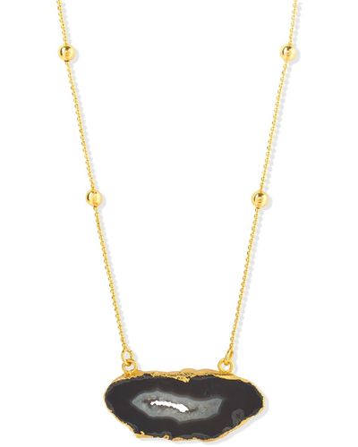 YAA YAA LONDON Gold Vermeil Crystal 'my First Love' Gemstone Necklace - Black