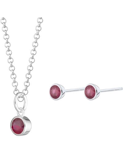 Lily Charmed July Birthstone Jewelry Set - Pink