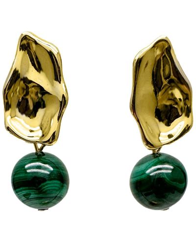 Farra Minimalist Malachite Dangle Earrings - Green