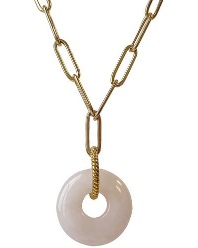 Smilla Brav Rose Quartz Donut Necklace Rosie - Metallic