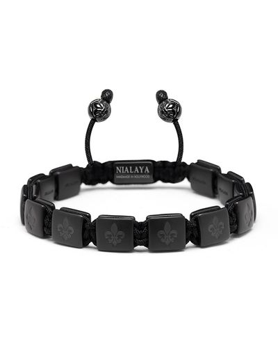 Nialaya Ceramic Flatbead Bracelet In Matte - Black