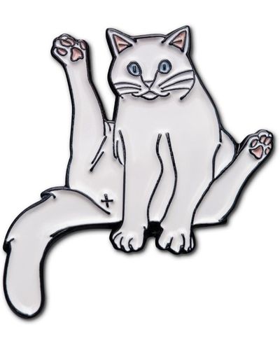 Make Heads Turn Enamel Pin Sitting Cat - White