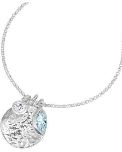 Dower & Hall Hammered Disc & Marquise Blue Topaz Array Pendant - Metallic