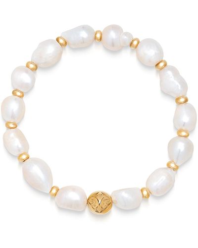 Nialaya Wristband With Baroque Pearls And Gold - Metallic