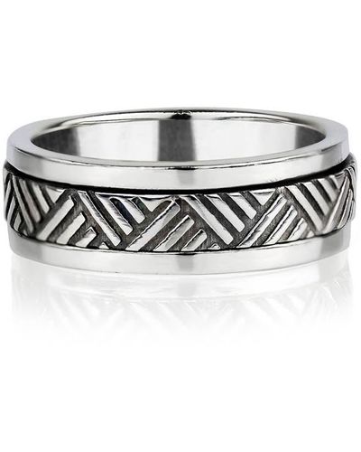 Charlotte's Web Jewellery Mayan Warrior Silver Spinning Ring - White