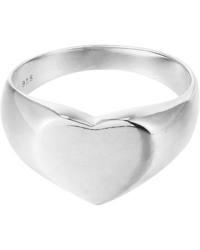 SEOL + GOLD Ecoated Sterling Chunky Heart Signet Ring - White