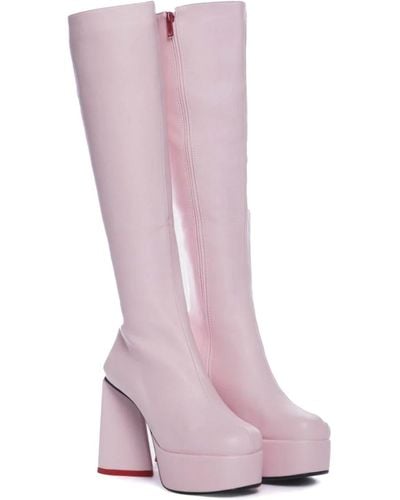 LAMODA Sweet Talker Platform Knee High Boots In Pink
