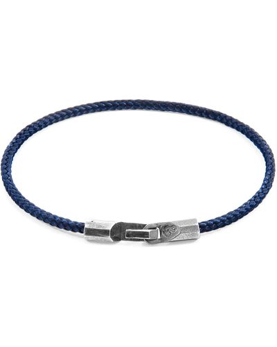 Anchor and Crew Navy Blue Talbot Silver & Rope Bracelet