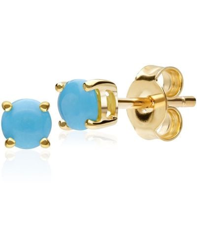Gemondo Turquoise Stud Earrings In 9ct Gold - Blue