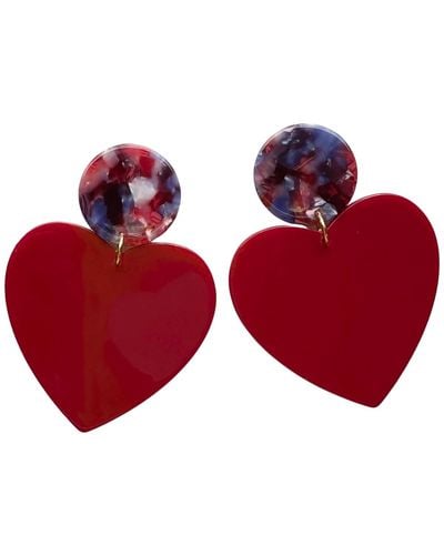 CLOSET REHAB Xl Heart Earrings In Cupid's Beau - Red
