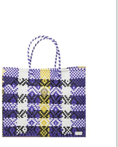 Lolas Bag Small Purple Yellow Tote Bag - Blue