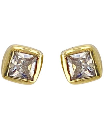 Lily Flo Jewellery Pegasus Princess Cut Diamond Stud Earrings - Metallic