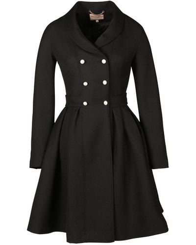 Santinni 'kennedy' 100% Wool Dress Coat In Nero - Black