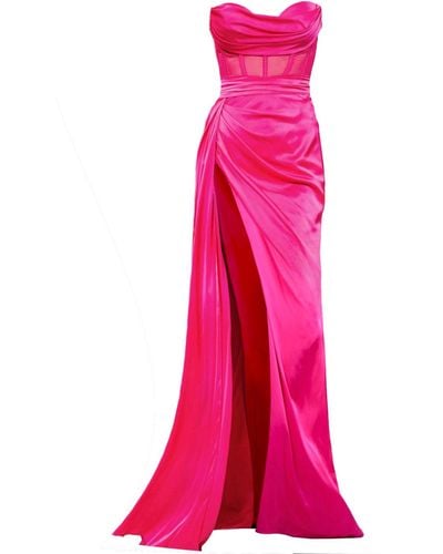 Angelika Jozefczyk Napoli Corset High Slit Gown Pink