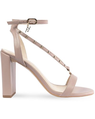 Angelika Jozefczyk Nude Leather Sandals With Rivets - Metallic