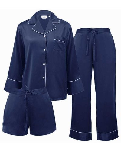 NOT JUST PAJAMA 3-piece Classic Silk Pajamas Set - Black