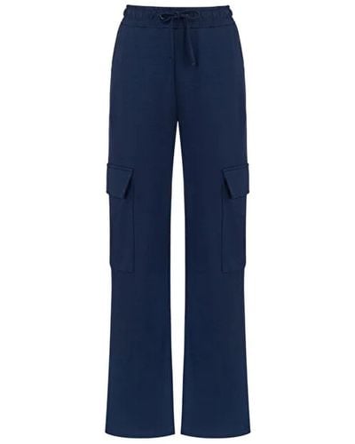 Nocturne Cargo Trousers With Elastic Waistband-navy - Blue