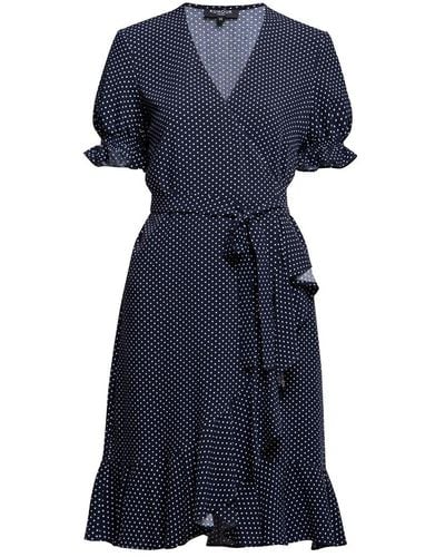 Rumour London Myla Ruffled Wrap Dress With Short Sleeves In Polka Dot Print - Multicolor