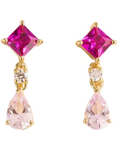Juvetti Ori Pink Sapphires & Diamonds Gold Earrings